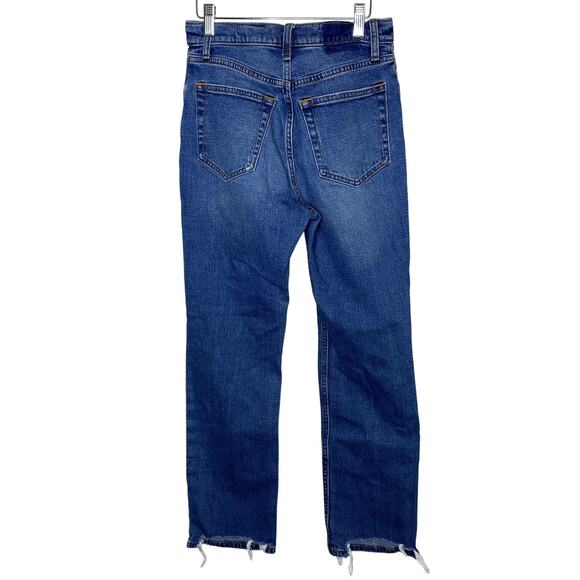 Abercrombie & Fitch Fitted Ultra High Rise Ankle Straight Distressed Denim Jeans - Picture 6 of 8